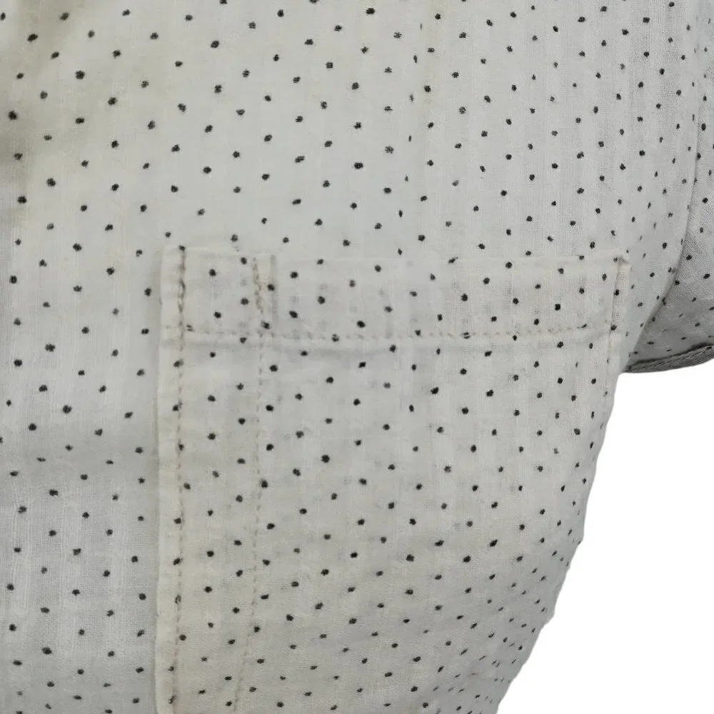 Free People Polka Dot Short Sleeve Ruffle Button Front Shirt Size XS Crochet